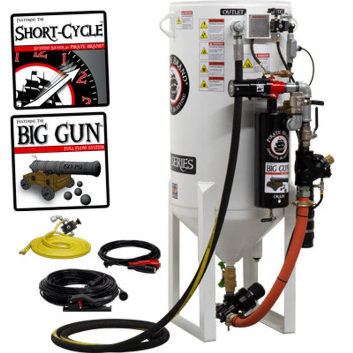 10.0 cu ft Stationary Electric Blast Pot – Single Outlet with APV II W/TC Sleeve/Combination Valve, 1-1/2" Piping & Big Gun Moisture Separator
