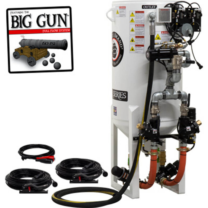 10.0 cu ft Stationary Electric Blast Pot – Dual-Outlet Pressure Release with (2) APV II Valves and TC Sleeve, 1-1/2" Piping & 2" Inlet