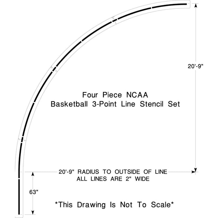 Official NCAA Basketball 3-Point Line Court Stencil