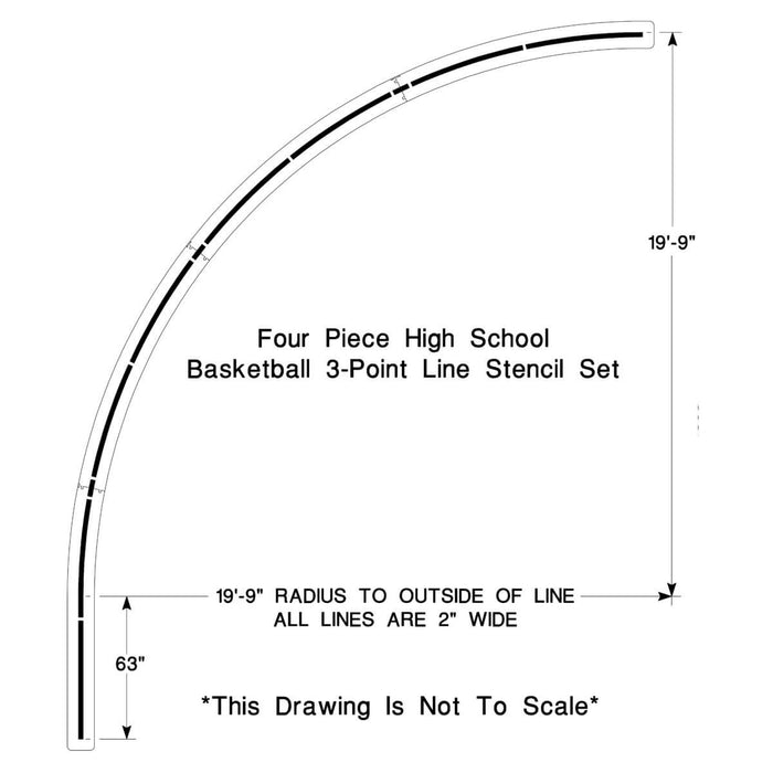 High School Basketball Court 3-Point Line Stencil
