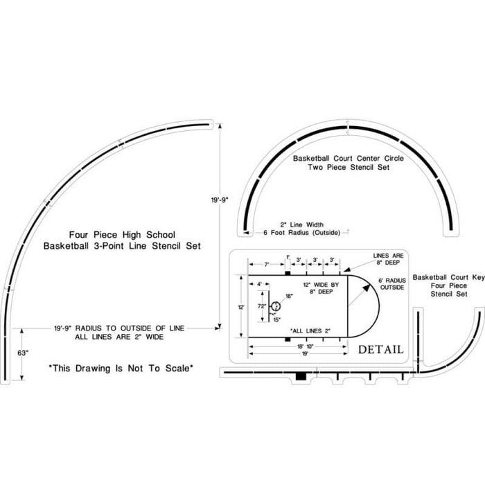 High School Basketball Court Stencil Kit – Complete Set