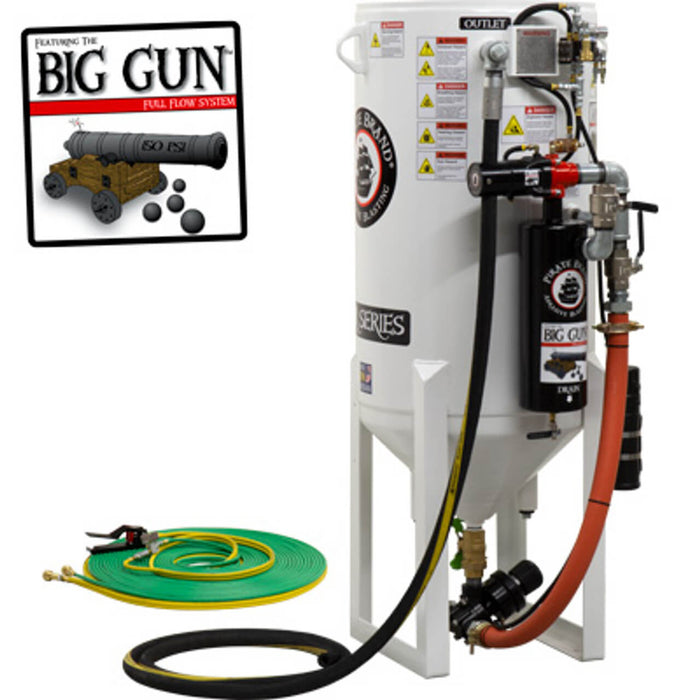 10.0 cu ft Stationary Pneumatic Blast Pot – Single-Outlet Pressure Release System with Hose-Mounted Abrasive Cut-Off Feature & 66" Overall Height (OAH)