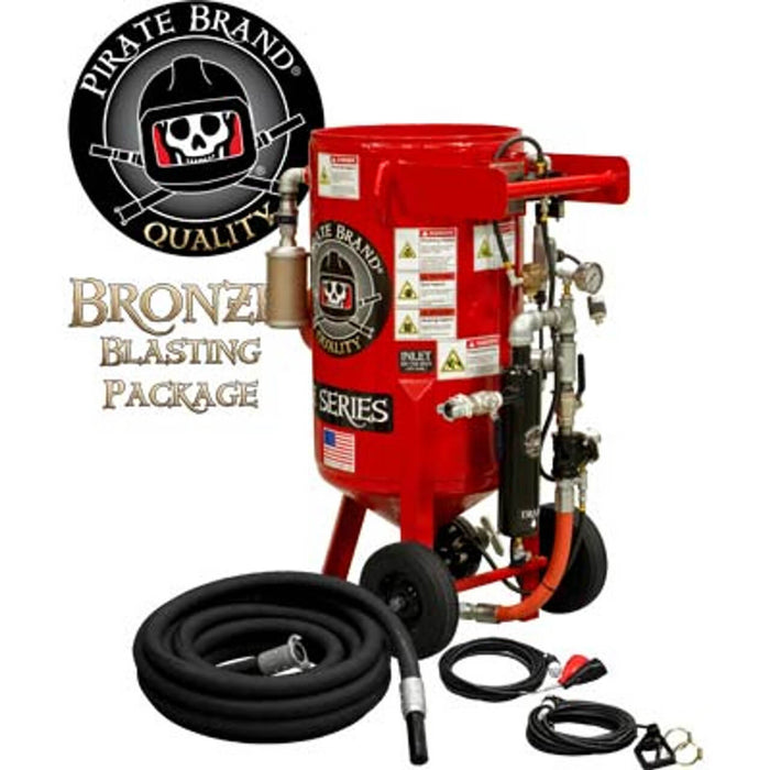 Portable 3.5 cu ft E-Series 12 VDC Electric Blast Pot – Automatic Pinch Valve with X-TREME DUTY™ Metering Tube, 1" Piping with Moisture Separator, Bronze Blasting Package (Part # 211-104-B-EDC)
