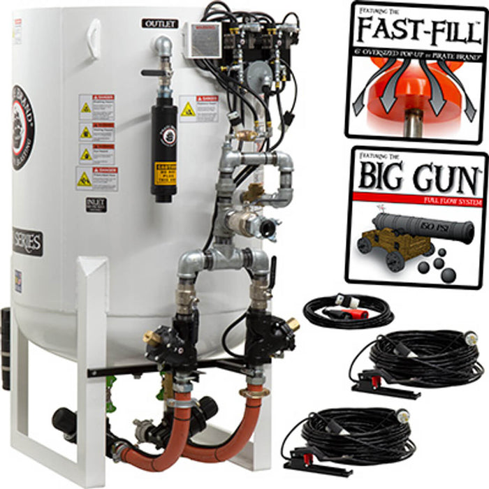 20.0 cu ft Stationary Electric Blast Pot – Dual Outlet Pressure Hold System with Vessel-Mounted Abrasive Cut-Off Feature, 65″ Overall Height (OAH)