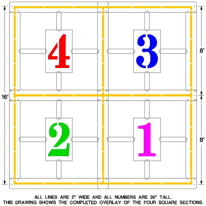 Official Regulation Four Square Court Stencil