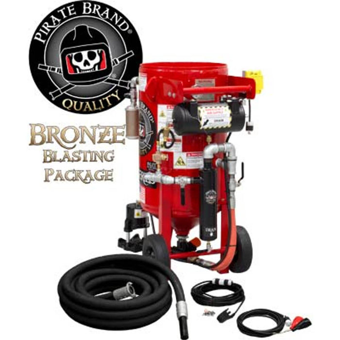 3.5 cu ft K-Series Portable Sandblast Pot Bronze Blasting Package – Electric 12 VDC Pressure Hold System with MPV Metering Valve & #400 Pinch Valve, 1″ Piping & Moisture Separator