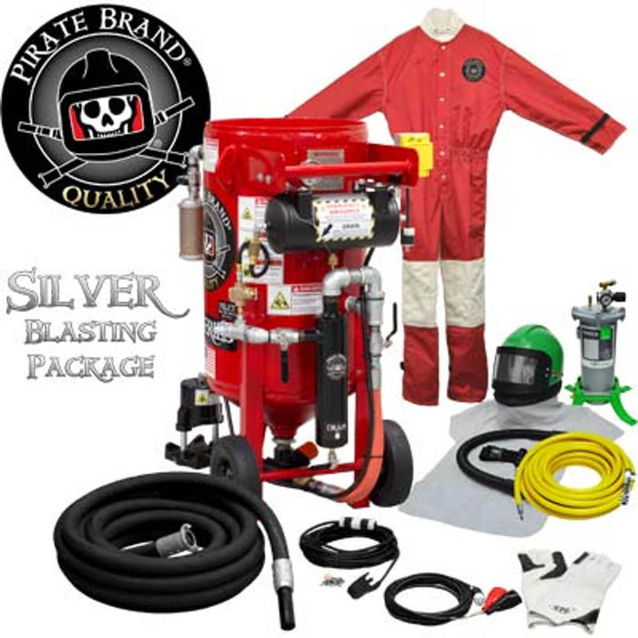 3.5 cu ft K-Series Portable Sandblast Pot Silver Blasting Package – Electric 12 VDC Pressure Hold System with MPV Metering Valve & #400 Pinch Valve, 1″ Piping with Moisture Separator