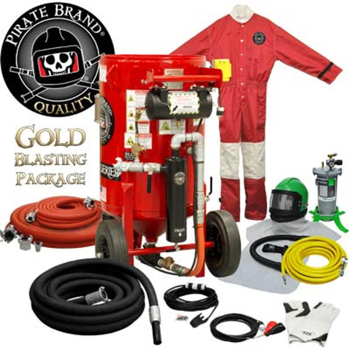 6.5 cu ft K-Series Portable Gold Package Sandblast Pot – Electric 12 VDC Pressure Hold System with #100 Metering Valve & #400 Pinch Valve, 1-1/4″ Piping & Moisture Separator