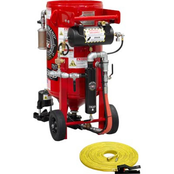 3.5 cu ft K-Series Portable Blast Pot – Pneumatic Pressure Hold System with #100 Metering Valve & #400 Pinch Valve, 1" Piping w/ Moisture Separator, 55' Twin-Line Hose & Pneumatic Handle #2