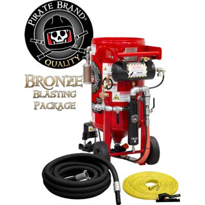 3.5 cu ft K-Series Portable Sandblast Pot – Pneumatic Pressure Hold System, Bronze Blasting Package with MPV Metering Valve & #400 Pinch Valve, 1" Piping with Moisture Separator