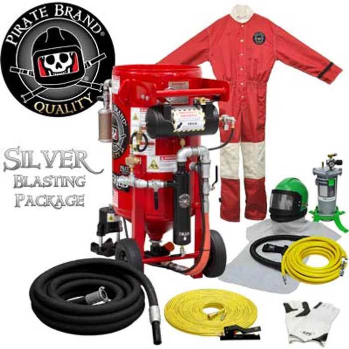 3.5 cu ft K-Series Portable Sandblast Pot – Pneumatic Pressure Hold System, Silver Blasting Package with MPV Metering Valve & #400 Pinch Valve, 1" Piping with Moisture Separator & 55' Twin-Line Control Handle #2