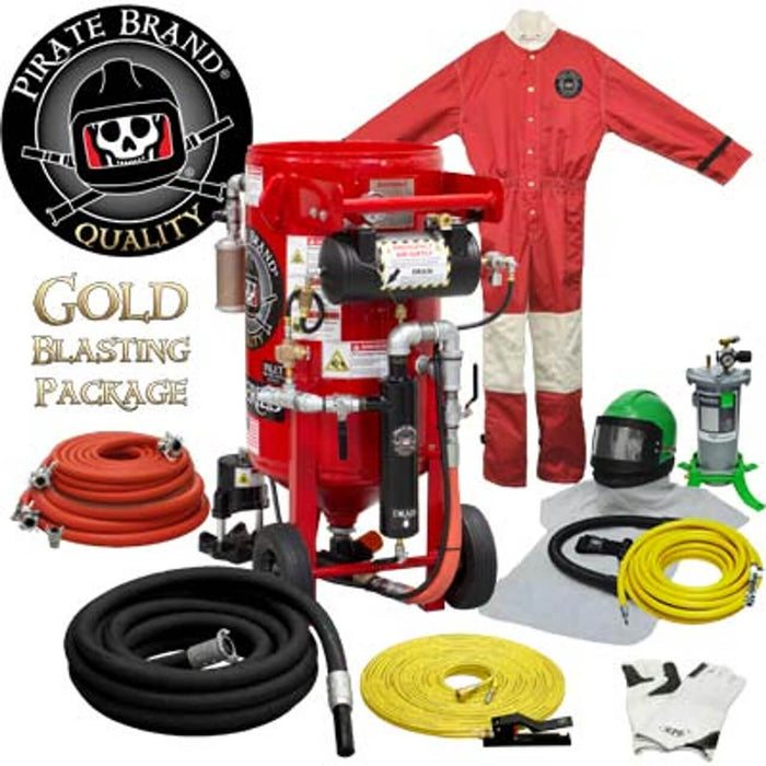 3.5 cu ft K-Series Portable Blast Pot – Pneumatic Pressure Hold System, Gold Blasting Package with MPV Metering Valve & #400 Pinch Valve, 1" Piping with Moisture Separator & 55' Twin-Line Remote Control System