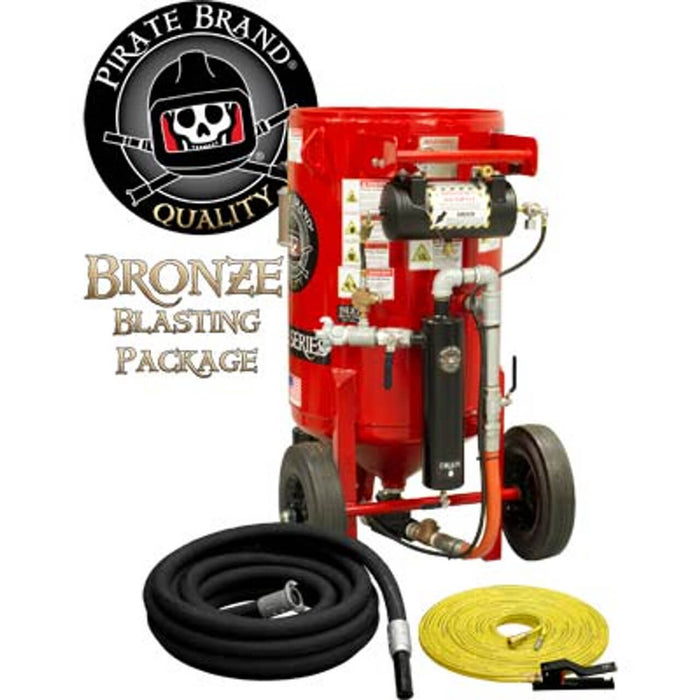 6.5 cu ft K-Series Portable Blast Pot – Pneumatic Pressure Hold System, Bronze Blasting Package with #100 Metering Valve & #400 Pinch Valve, 1-1/4" Piping & Moisture Separator