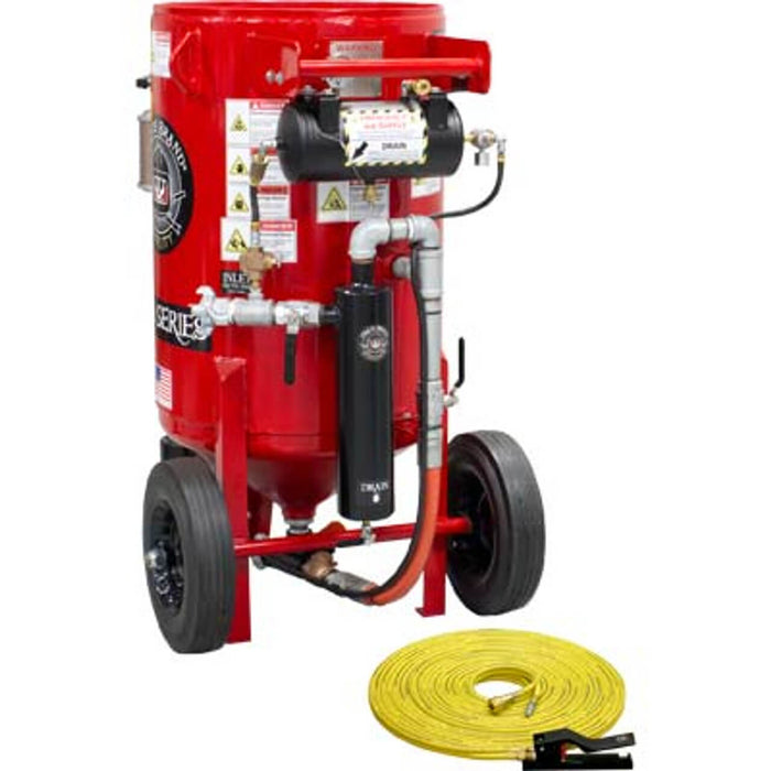 6.5 cu ft K-Series Portable Blast Pot – Pneumatic Pressure Hold System with MPV Metering Valve & #400 Pinch Valve, 1-1/4" Piping, Moisture Separator & 55' Twin-Line Remote Control