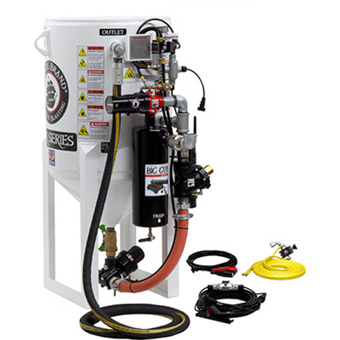 6.5 cu ft Stationary Electric 12VDC Blast Pot – Short-Cycle System with APV II and 1-1/2″ Piping with Big Gun Moisture Separator