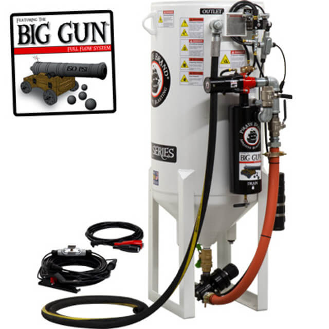 10.0 cu ft Stationary Electric Blast Pot – Single-Outlet APV II System with Big Gun Full-Flow Design, 1-1/2" Piping & Big Gun Moisture Separator