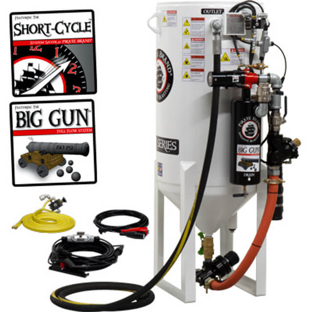 10.0 cu ft Stationary Electric Blast Pot – Single Outlet Short Cycle with APV II, Big Gun Full Flow System & 1-1/2" Piping with Big Gun Moisture Separator