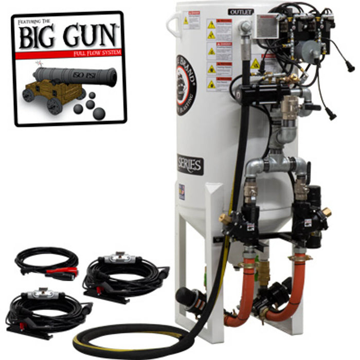 10.0 cu ft Stationary Electric Blast Pot – Dual-Outlet with (2) APV II Valves, Big Gun Full Flow System, 1-1/2" Piping & 2" Inlet