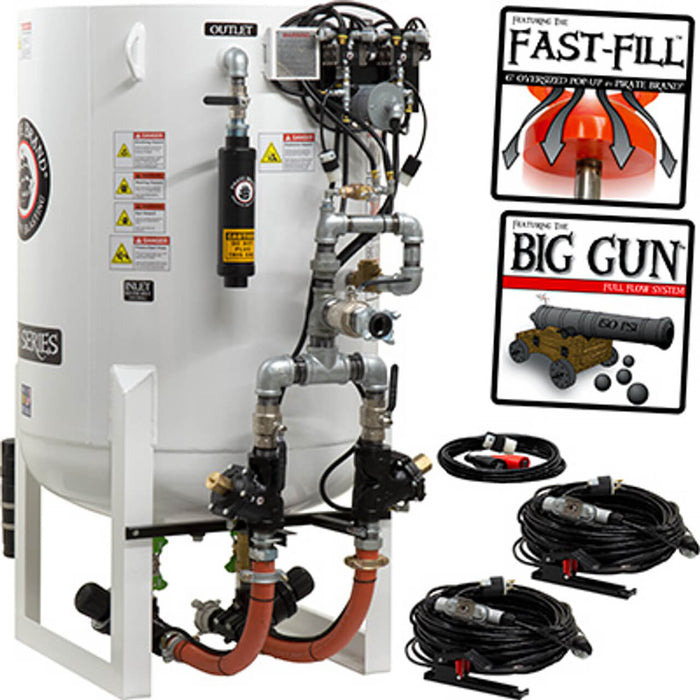 20.0 cu ft Stationary Electric Blast Pot – Dual Outlet Big Gun Full Flow System with 1-1/2″ Piping