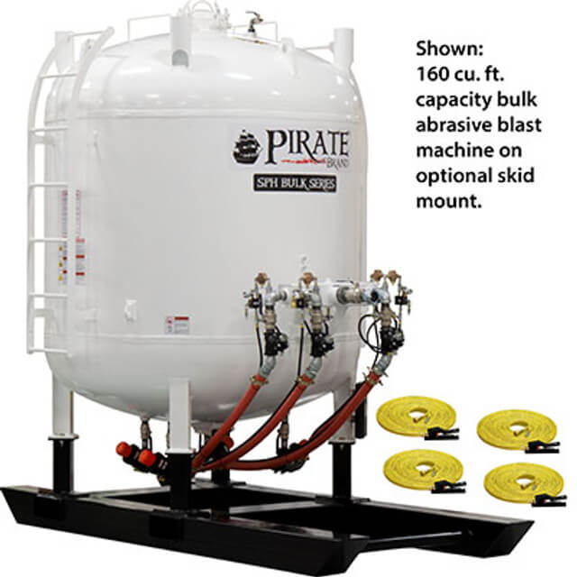 SPH 160 cu ft Bulk Blast Pot – Pneumatic Controls, Quad Outlet with APV Metering Valves (Urethane Sleeves) & 1-1/2″ Piping