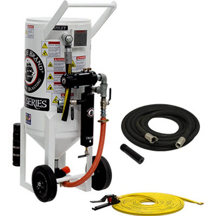 3.5 cu ft Portable Pneumatic Sandblast Pot – Bronze Sandblasting Package, Pressure Release System with MPV/Combination Valve & 1″ Piping with Moisture Separator