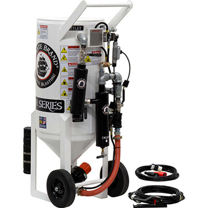 6.5 cu ft Portable Pneumatic Sandblast Pot – Bronze Sandblasting Package, Pressure Release System with MPV / Combination Valves & 1-1/4″ Piping with Moisture Separator