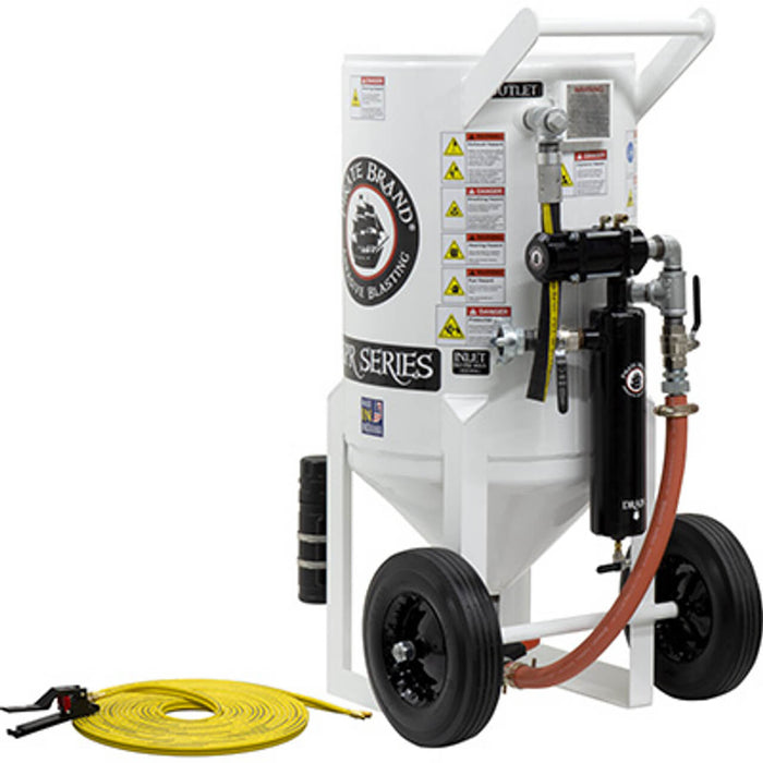 6.5 cu ft Portable Pneumatic Sandblast Pot – Pressure Release System with MPV / Combination Valves, 1-1/4″ Piping with Moisture Separator, 55′ Twin-Line Hose Assembly & Control Handle #2