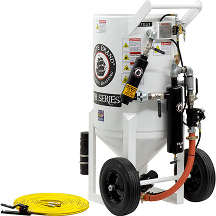 6.5 cu ft Portable Pneumatic Sandblast Pot – Pressure Hold System with APV II Valve (Tungsten Carbide Sleeve) & Auto Air Valve, 1-1/4″ Piping with Moisture Separator, 55′ Twin-Line Hose & Control Handle #2
