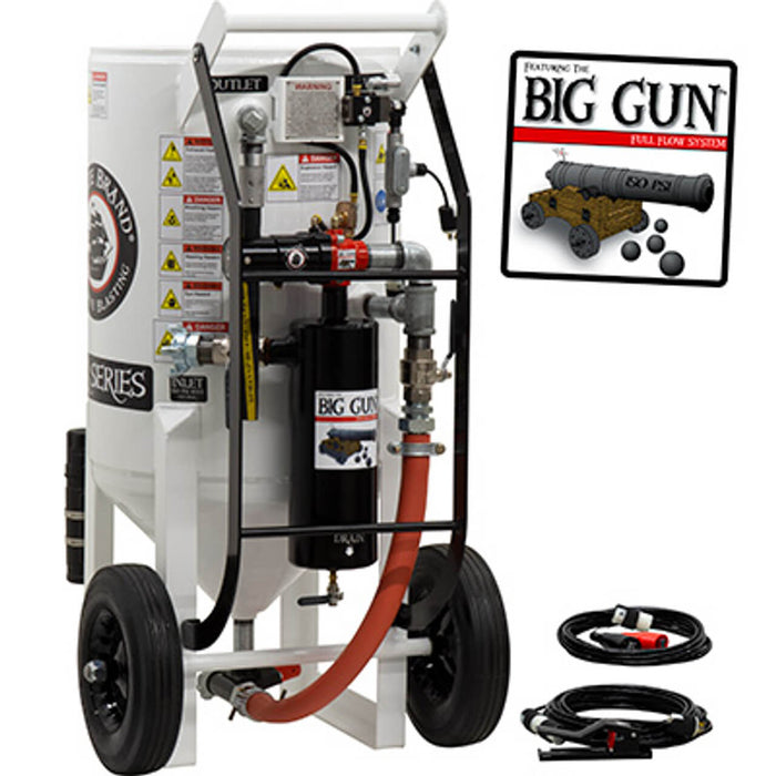 6.5 cu ft Portable Electric 12VDC Sandblast Pot – Pressure Release System with MPV/Combination Valves, 1-1/2″ Piping & Big Gun Moisture Separator