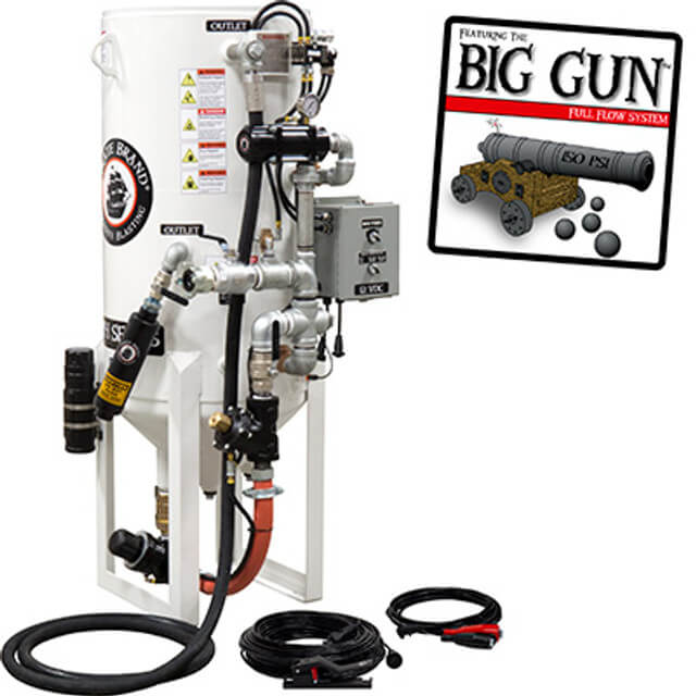 8.0 cu ft Stationary Dual-Chamber Electric Sandblast Pot – Single Outlet Sandblasting System