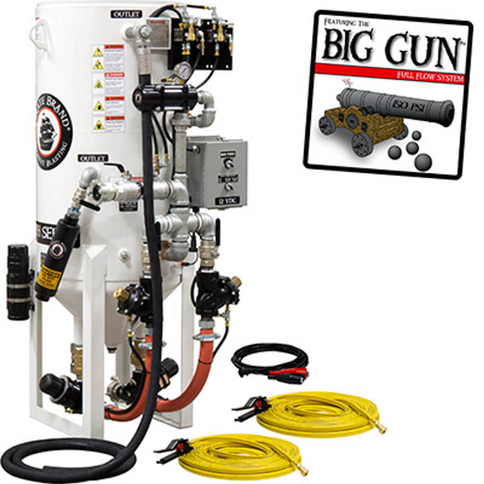 8.0 cu ft Stationary Dual-Chamber Pneumatic Blast Pot – 2-Outlet Sandblasting System for Continuous Operation