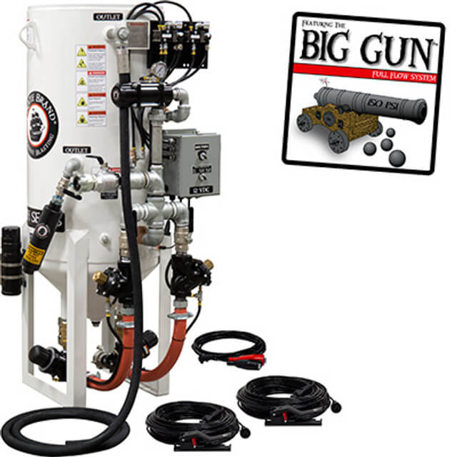 8.0 cu ft Stationary Dual-Chamber Electric Blast Pot – 2-Outlet Continuous Sandblasting System for Industrial Applications