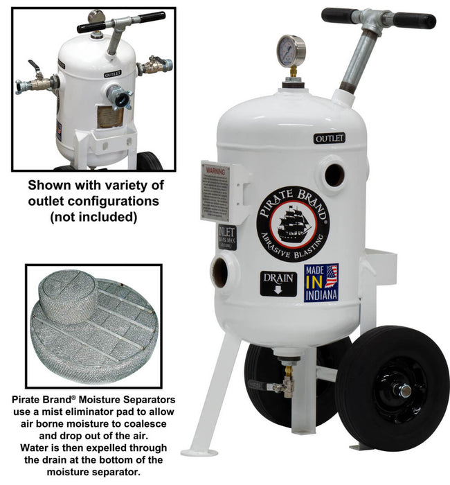 800 CFM Portable Moisture Separator – 150 PSI (10.3 BAR) with 2" Inlet, Dual 1-1/2" Outlets, Pressure Gauge, Manual Drain, Wheels & Handle