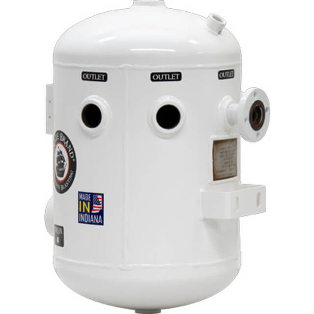 Pirate Brand 1600 CFM Flange-Mounted Moisture Separator – 150 PSI (10.3 BAR), (1) 3″ Inlet × (5) 1-1/2″ Outlets, Painted Finish