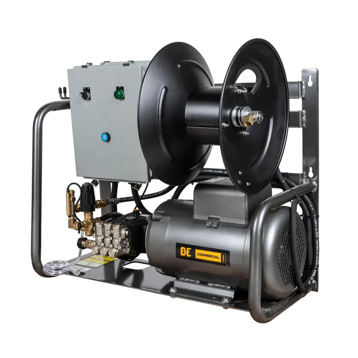 BE Power 3,000 PSI 4.0 GPM Wall Mount Electric Pressure Washer – 3-Phase Baldor Motor, General Pump (X-2775FW3GENHT4)