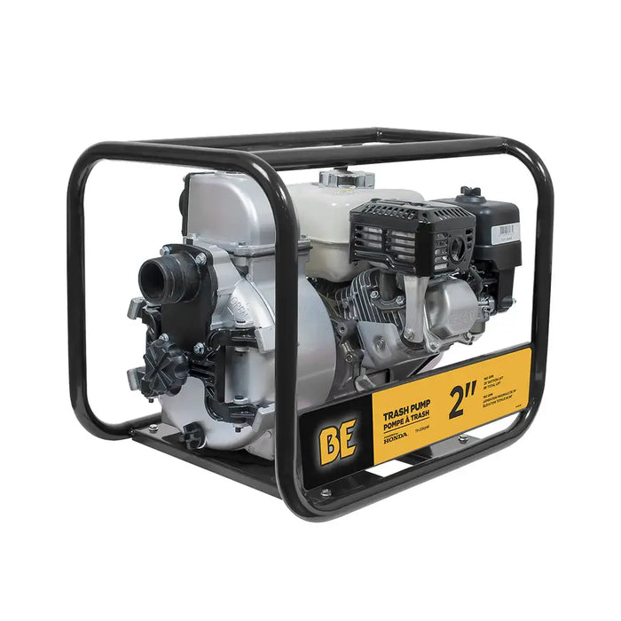 BE Power 2" Trash Water Transfer Pump – Honda GX200 Engine, 160cc Gas-Powered Pump for Solids & Clear Water (185 GPM Flow Rate)