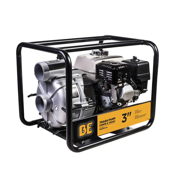 BE Power 3" Semi-Trash Water Transfer Pump – Honda GX200 Engine, 160cc Gas-Powered Pump (36 PSI, 264 GPM Flow Rate)