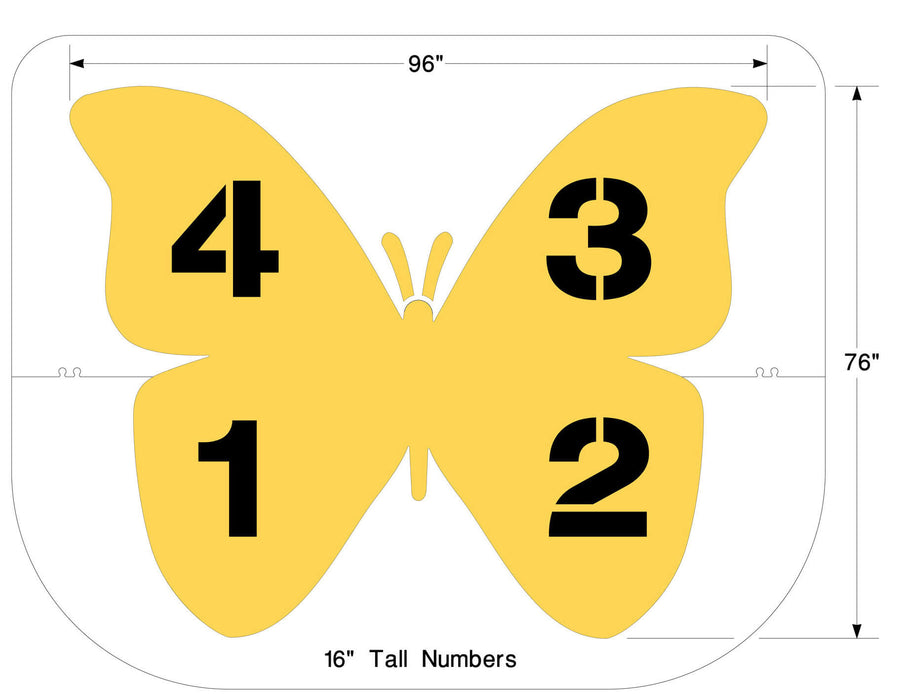 Butterfly Four Square Game Stencil