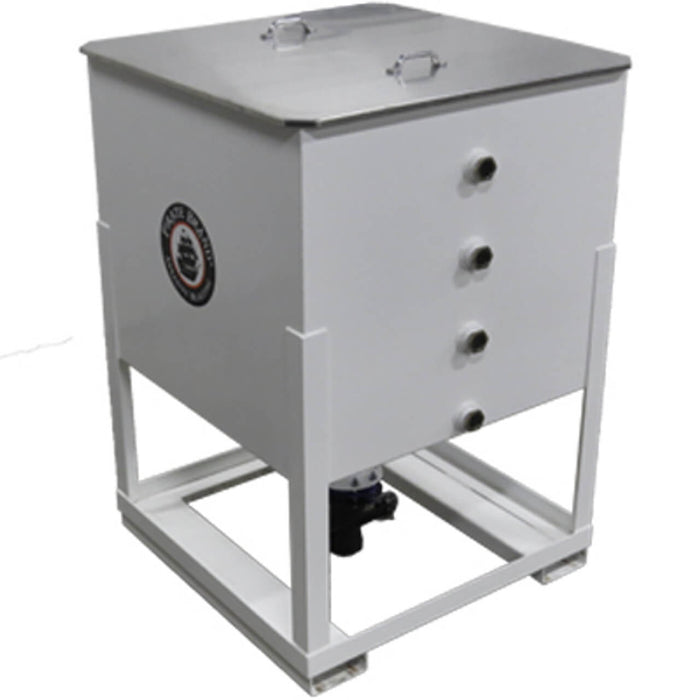 Garnet Hopper Bulk Bag – 45″L x 45″W x 70″H, 5,400 lb (2,450 kg) Capacity with Aluminum Lid, 4″ Fast-Fill™ Butterfly Valve, Sight Glasses, Fork Pockets & White Powder-Coated Finish