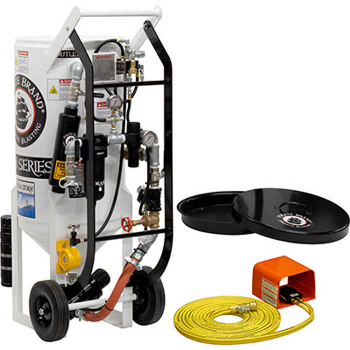3.5 cu ft Cabinet Series Soda Storm Pneumatic Blast Pot – APV II Metering Valve, 1″ Piping with Moisture Separator