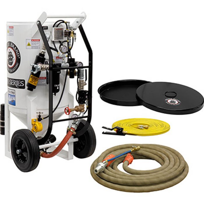 6.5 cu ft Portable Soda Storm Pneumatic Blast Pot – APV II Metering Valve, 1-1/4″ Piping with Moisture Separator