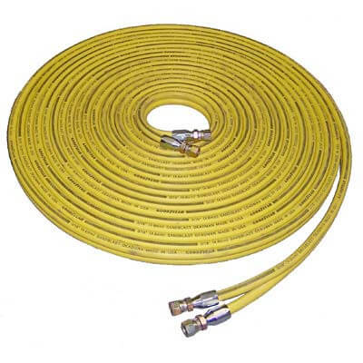 3/16" Twinline Control Hose Assembly – 16 Ft Yellow/Yellow w/ Black Stripe, w/ Reusable Fittings