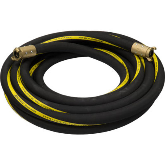 1-1/4" Survivor Blast Hose Extension Assembly – 50', Black, 4-Ply, 175 PSI, Includes (2) Size 3 Brass Quick Couplers