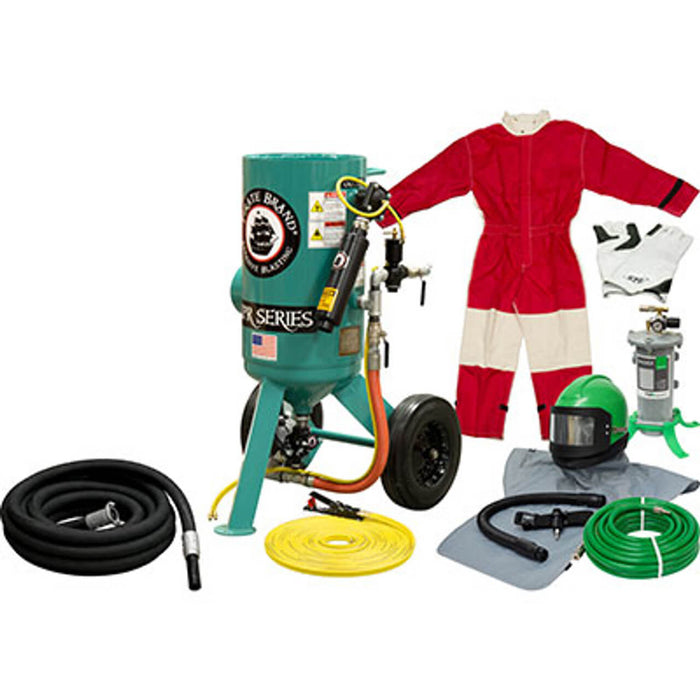 Portable 3.0 cu ft Pneumatic Sandblast Pot – Bronze Sandblasting Package, Pressure Release System, 1″ Piping with Moisture Separator