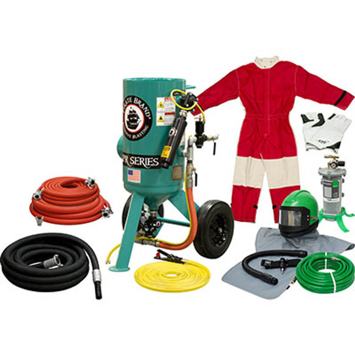 Portable 6.0 cu ft Pneumatic Sandblast Pot Gold Kit– Pressure Release System, AMV II, 1″ Piping & Diaphragm Outlet Valve