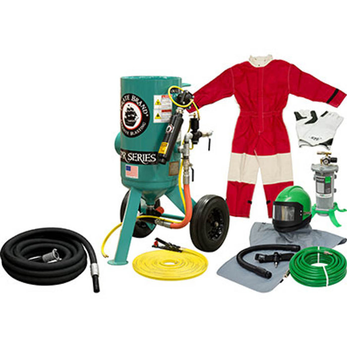 Portable 3.0 cu ft Pneumatic Sandblast Pot – Silver Blasting Package, Pressure Release System, MPV, 1″ Piping