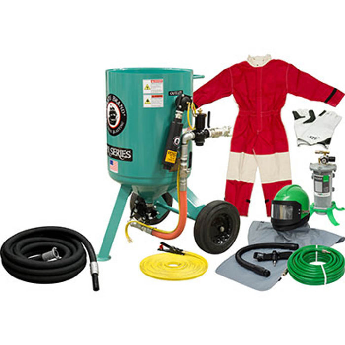 Portable 6.0 cu ft Pneumatic Sandblast Pot – Silver Blasting Package, Pressure Release System, AMV II, 1-1/4″ Piping (150 PSI)