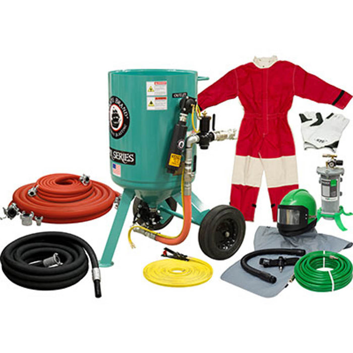 Portable 6.0 cu ft Pneumatic Sandblast Pot – Gold Blasting Package, Pressure Release System, AMV II, 1-1/4″ Piping (150 PSI, 5/10 Yr Warranty)