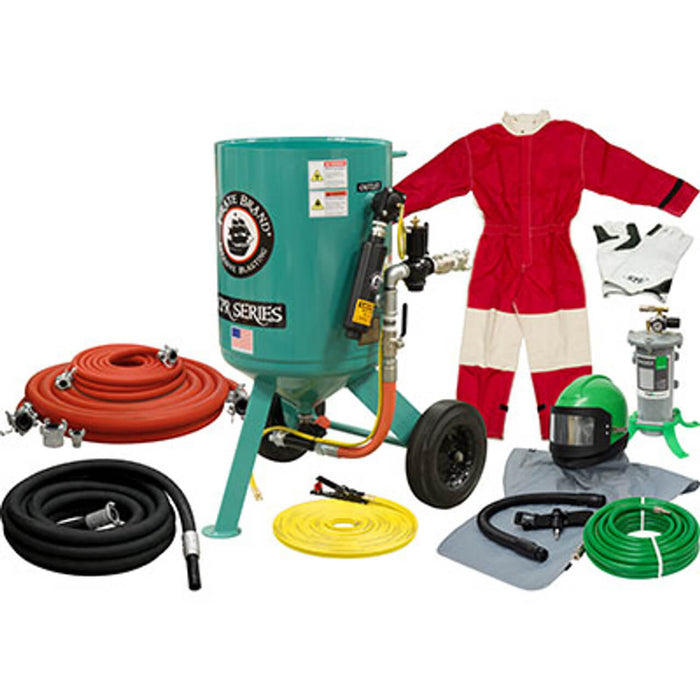 Portable 6.0 cu ft Pneumatic Sandblast Pot – Gold Blasting Package, Pressure Release System, MPV, 1-1/2″ Inlet & 1″ Outlet, 1-1/4″ Piping