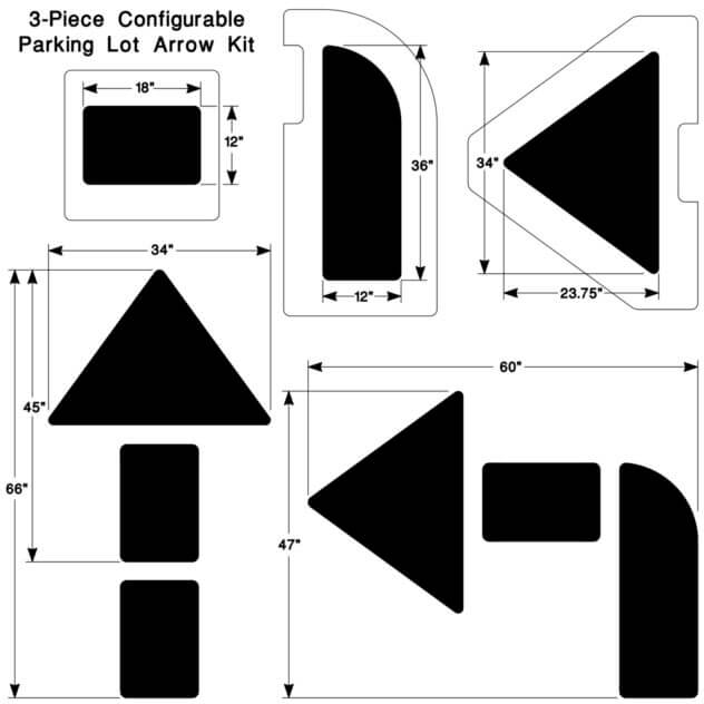 3-Piece Parking Arrow Stencil Set
